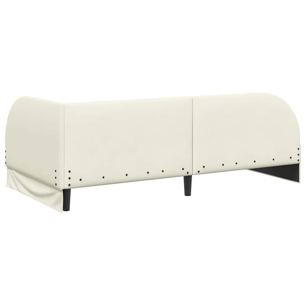 Hjørnesengramme med hodegjerde Krem 100 x 200 cm Fløyel
