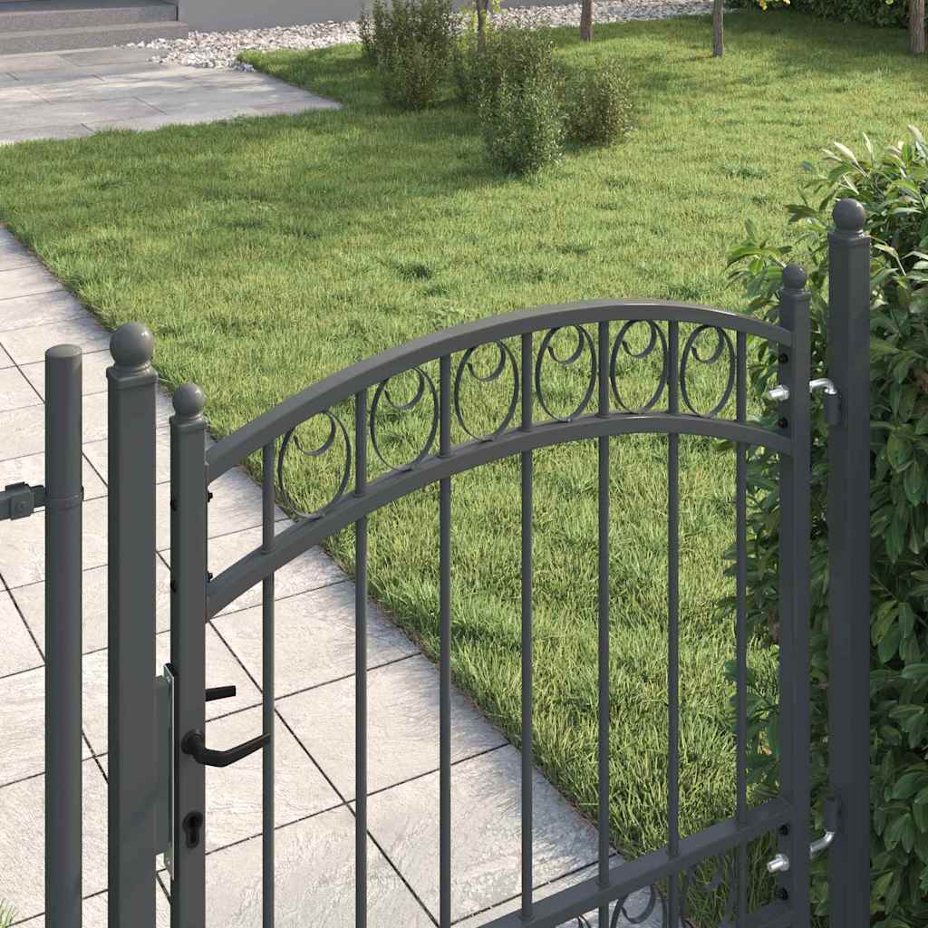 Gjerdeport EMMEN 100 x 100 cm Pulverlakkert stål Grå Låsbar