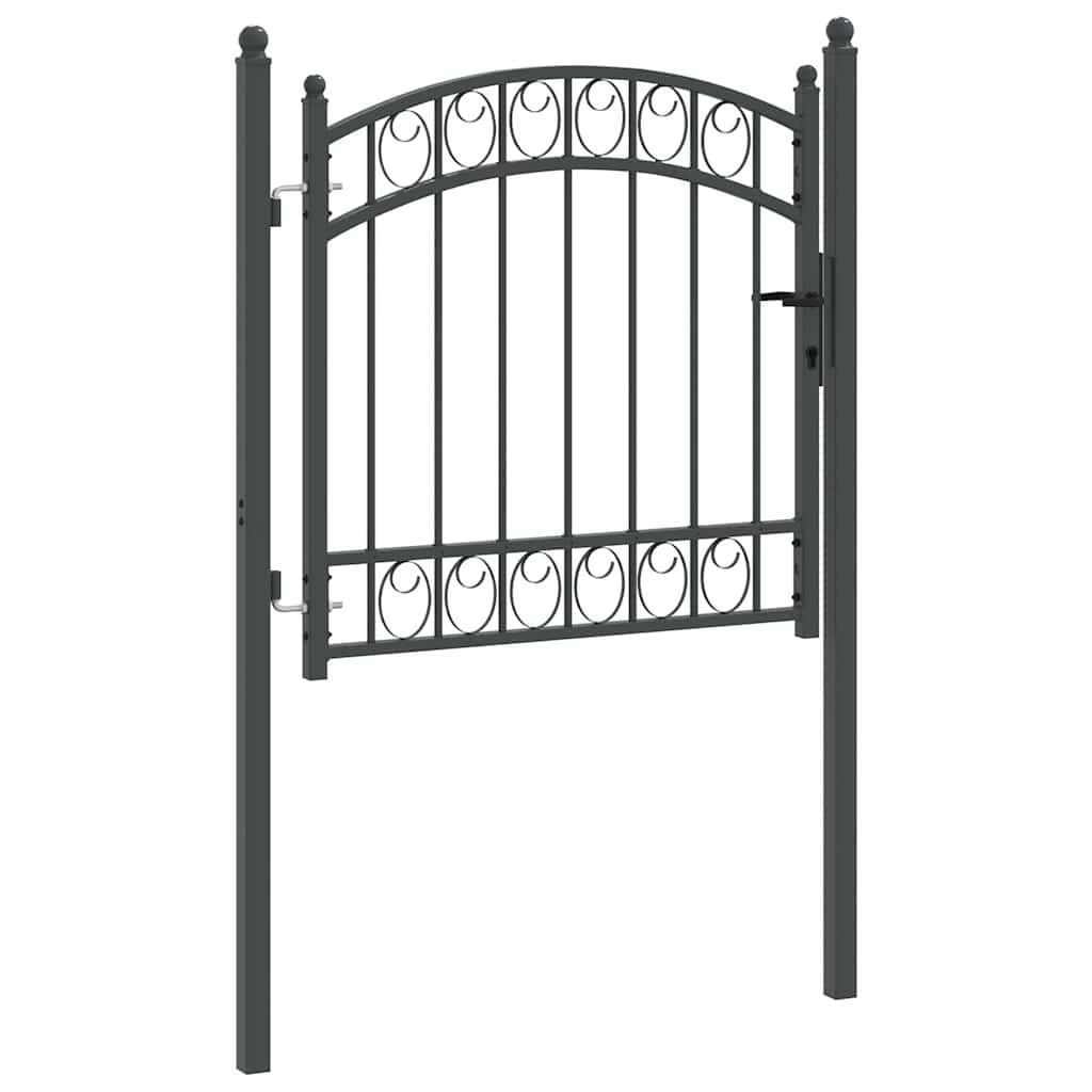 Gjerdeport med lås Grå 100 x 100 cm Pulverlakkert stål