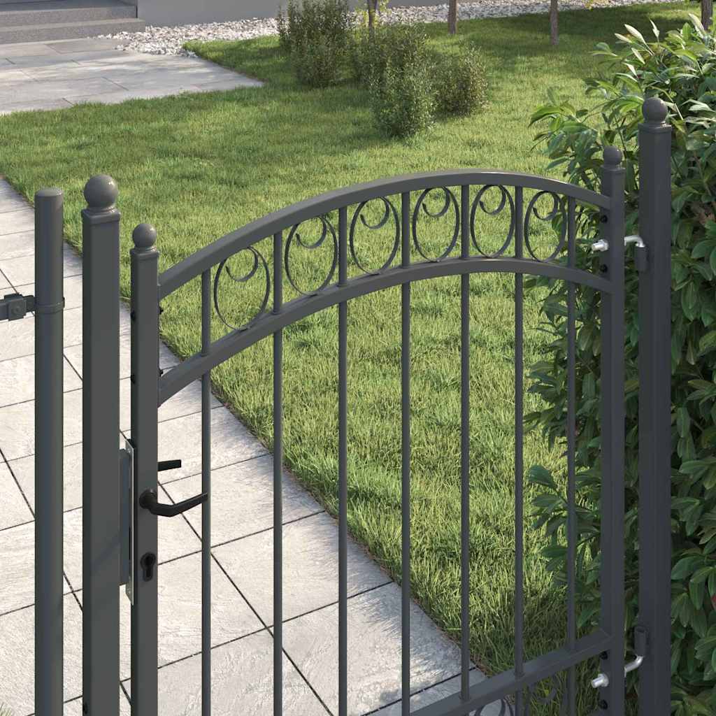 Gjerdeport med lås Grå 125 x 100 cm Pulverlakkert stål