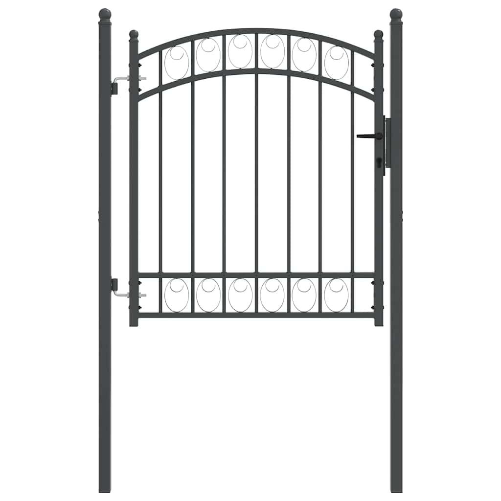 Gjerdeport med lås Grå 125 x 100 cm Pulverlakkert stål