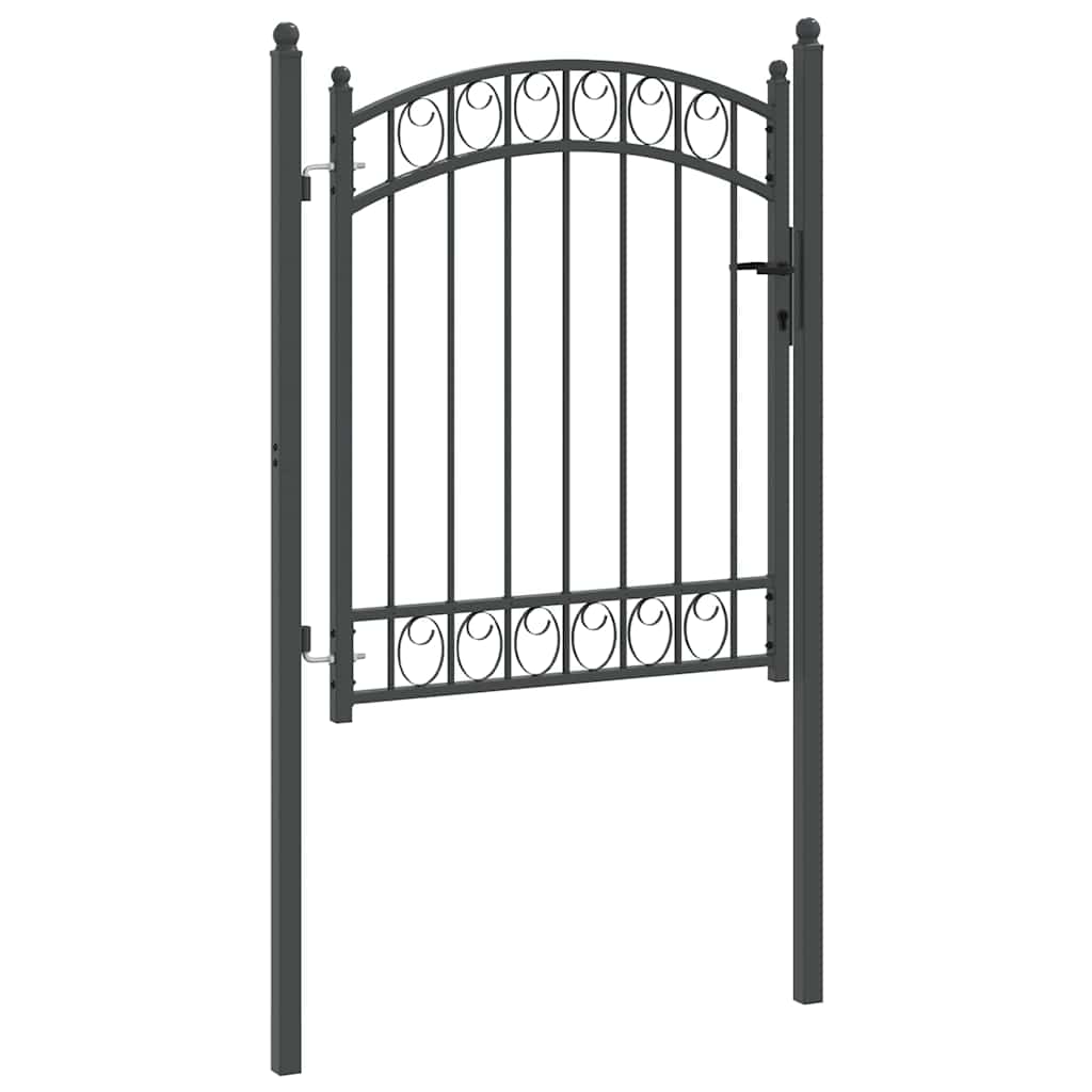 Gjerdeport med lås Grå 150 x 100 cm Pulverlakkert stål