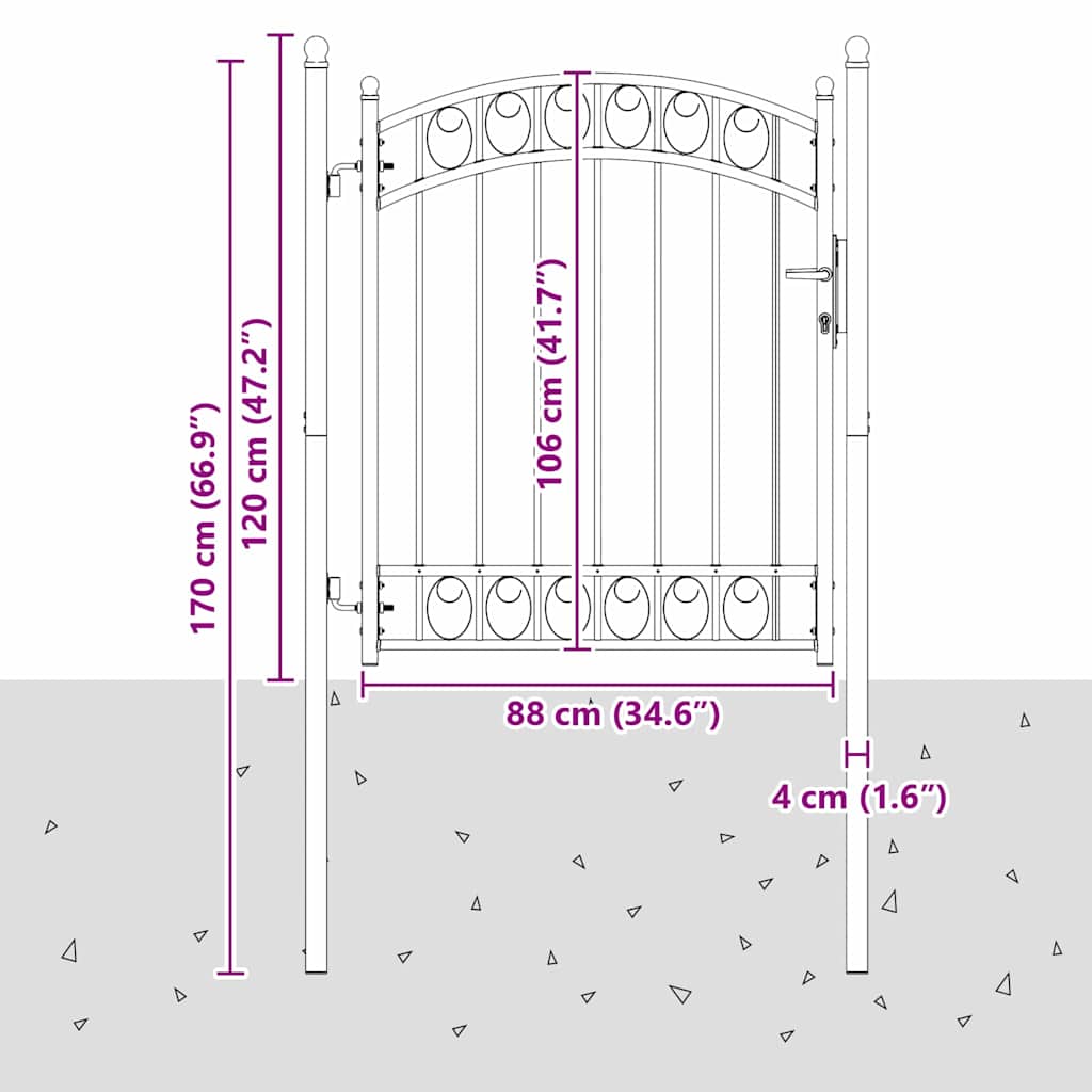 Gjerdeport med lås Grå 150 x 100 cm Pulverlakkert stål