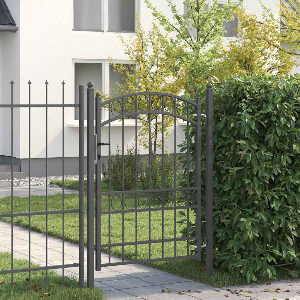 Gjerdeport EMMEN 170 x 100 cm Pulverlakkert stål Grå Låsbar