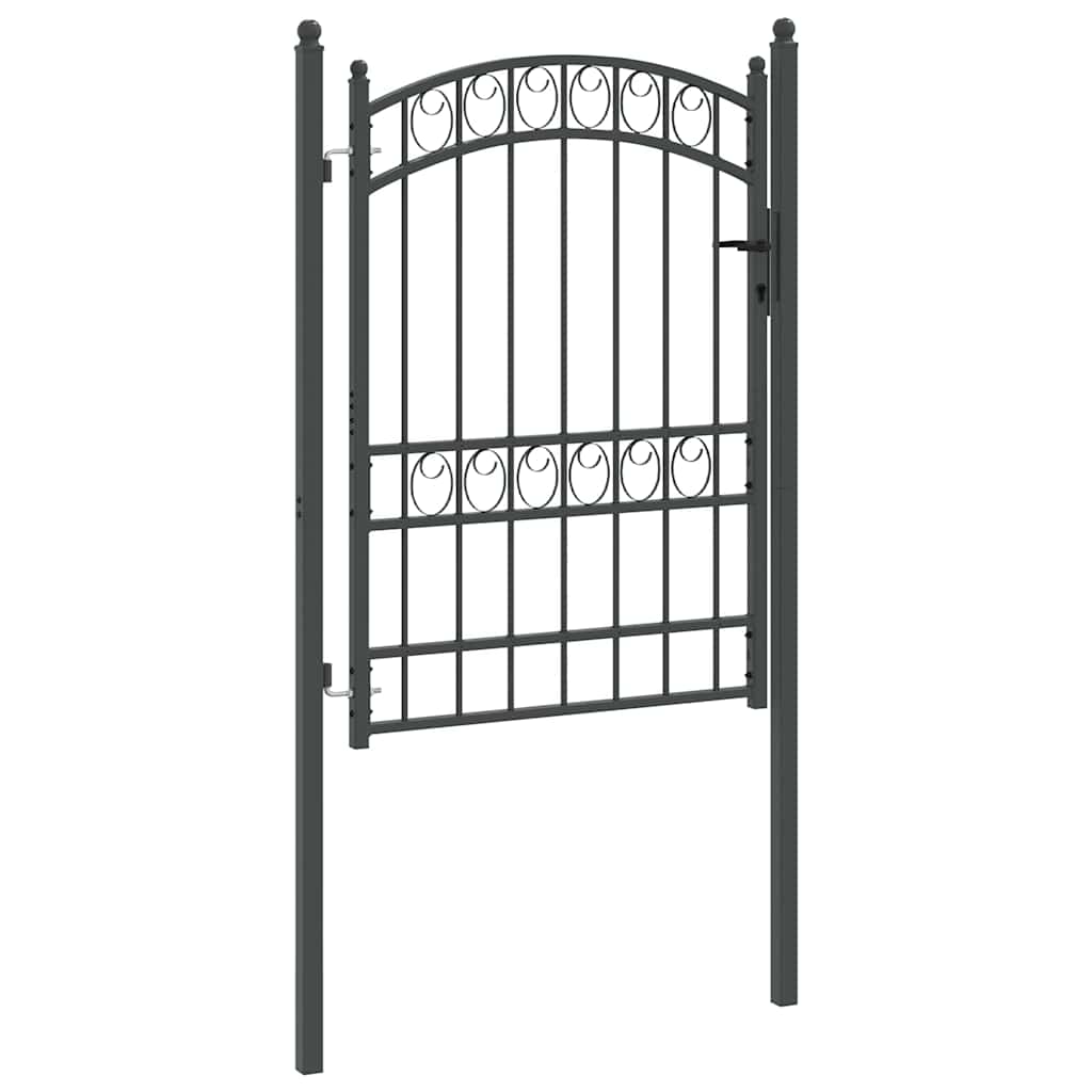 Gjerdeport EMMEN 170 x 100 cm Pulverlakkert stål Grå Låsbar