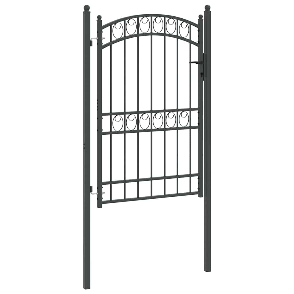 Gjerdeport EMMEN 200 x 100 cm Pulverlakkert stål Grå Låsbar