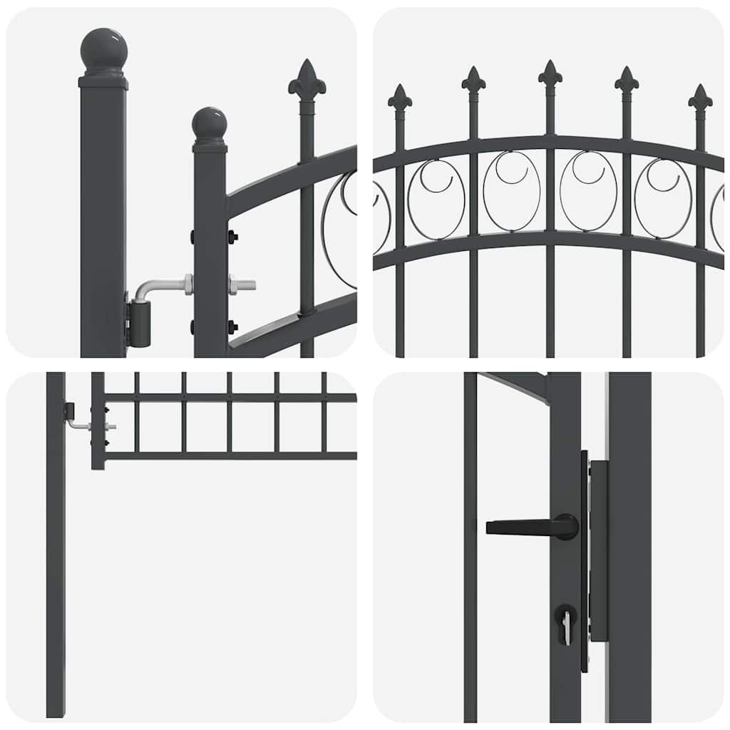 Gjerdeport med spisser EMMEN 170 x 100 cm Pulverlakkert stål