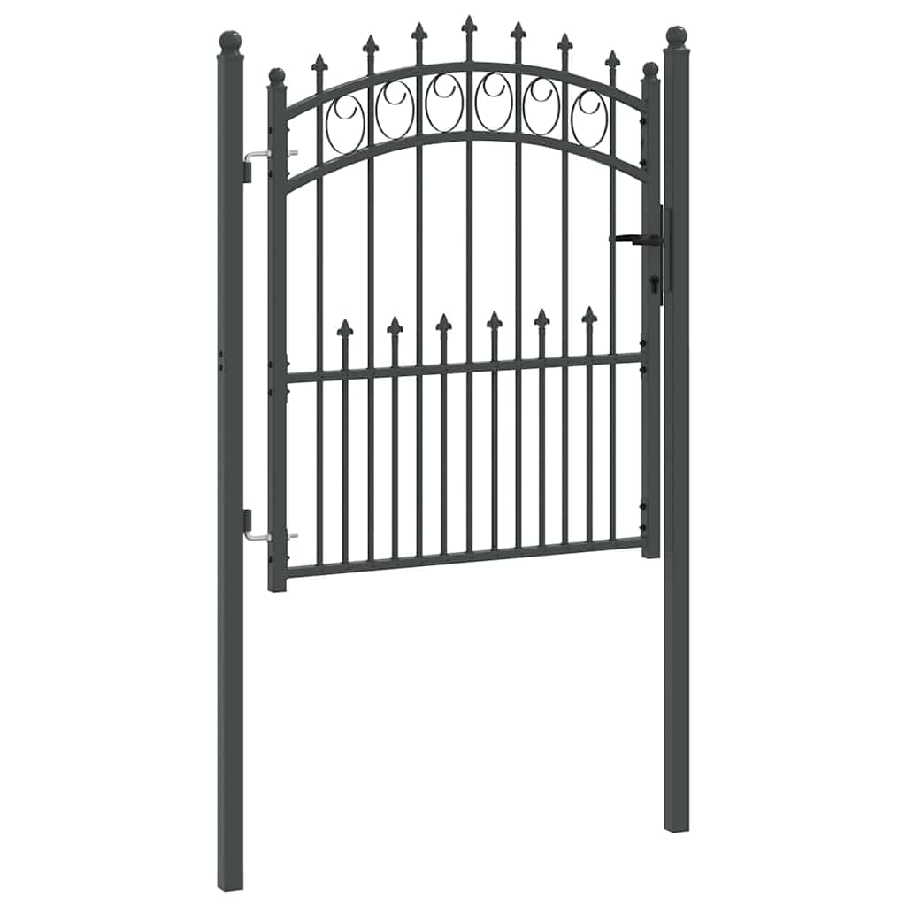 Gjerdeport med spisser Grå 125 x 100 cm Pulverlakkert stål