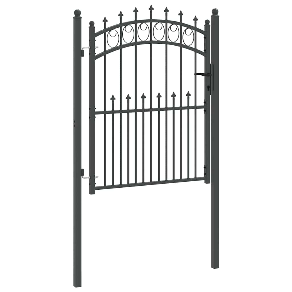 Gjerdeport med spisser Grå 150 x 100 cm Pulverlakkert stål