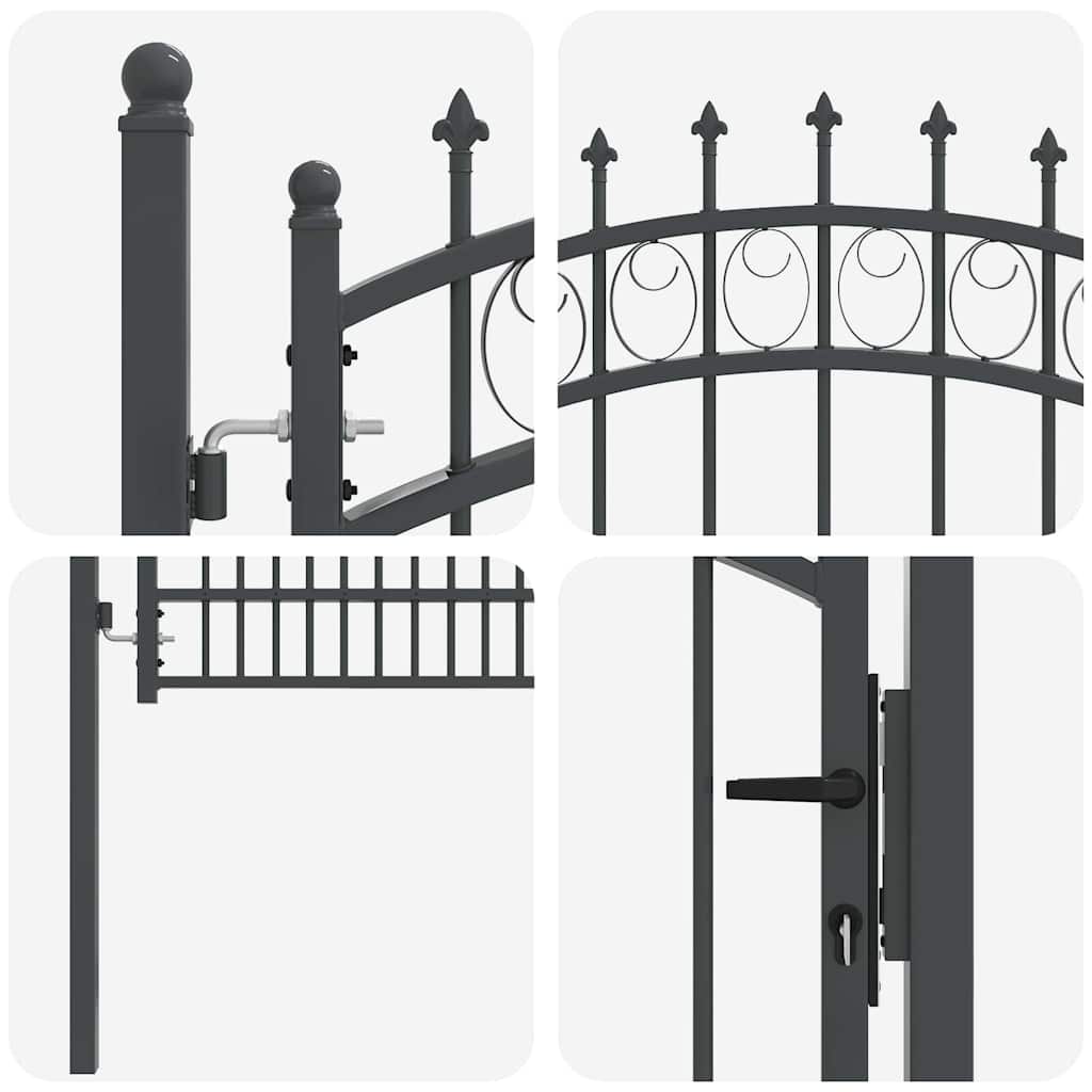 Gjerdeport med spisser EMMEN 170 x 100 cm Pulverlakkert stål