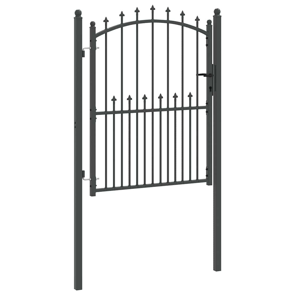 Gjerdeport med spisser Grå 150 x 100 cm Pulverlakkert stål