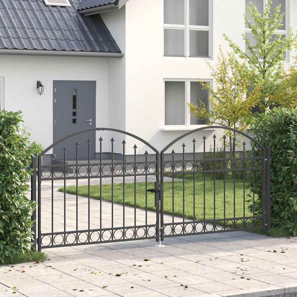 Gjerdeport ASSEN 301 x 175,5 cm Stål Grå Låsbar