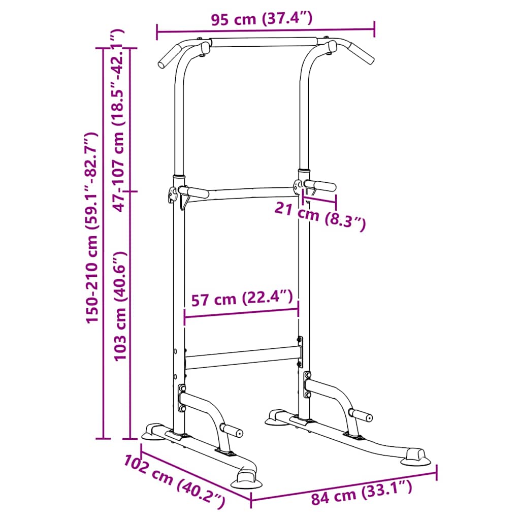 Power Tårn Dip Stasjon Annet Svart 95 x 102 x (160-210) cm