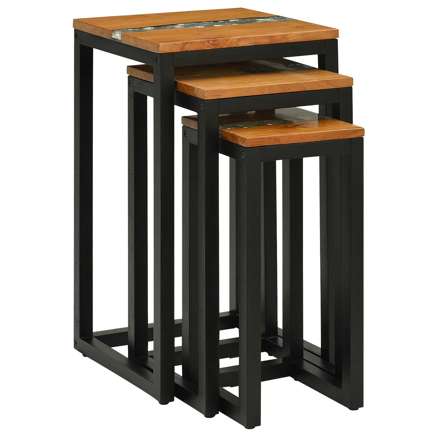 Nesting Bord 3 stk. Brun Massivt Teaktre