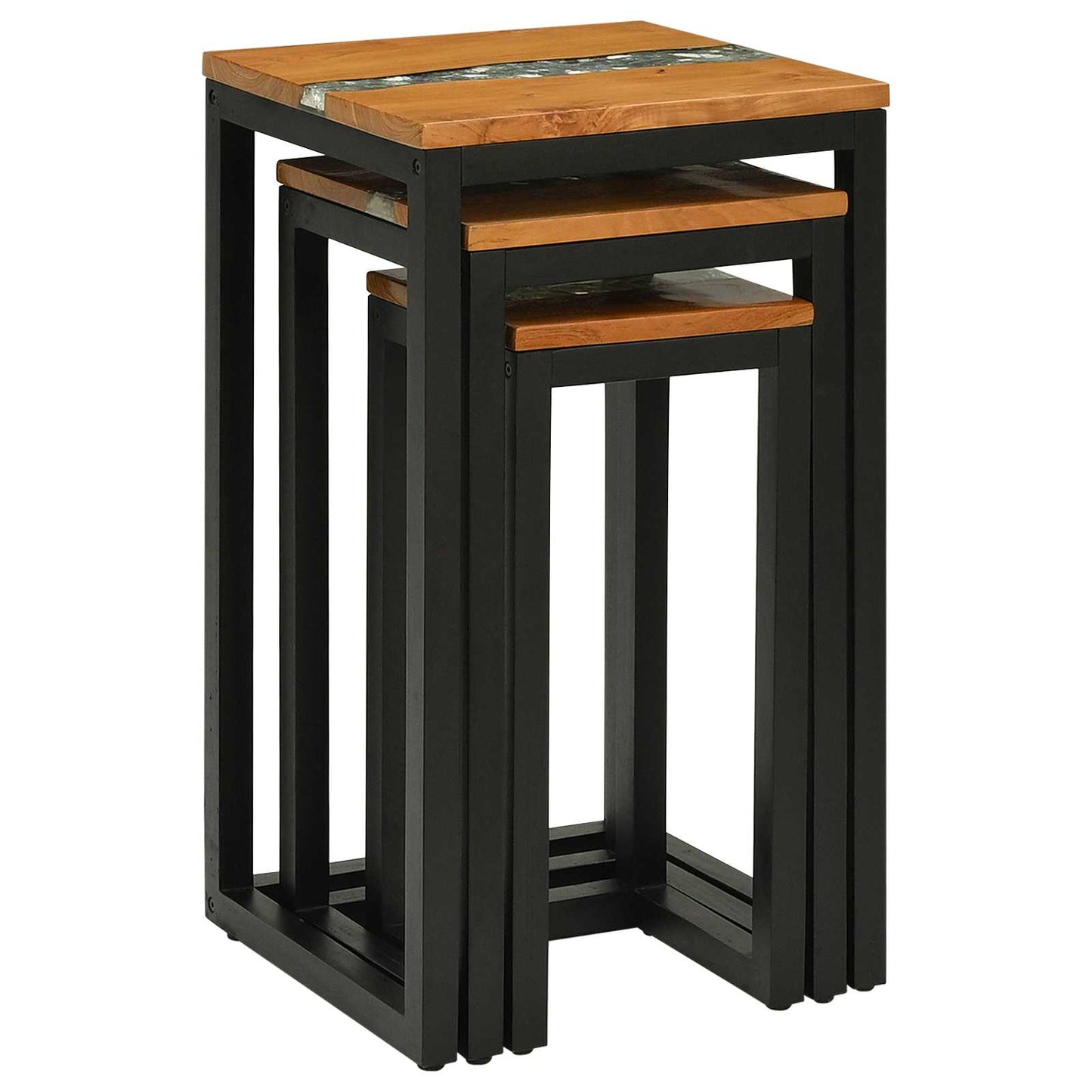 Nesting Bord 3 stk. Brun Massivt Teaktre