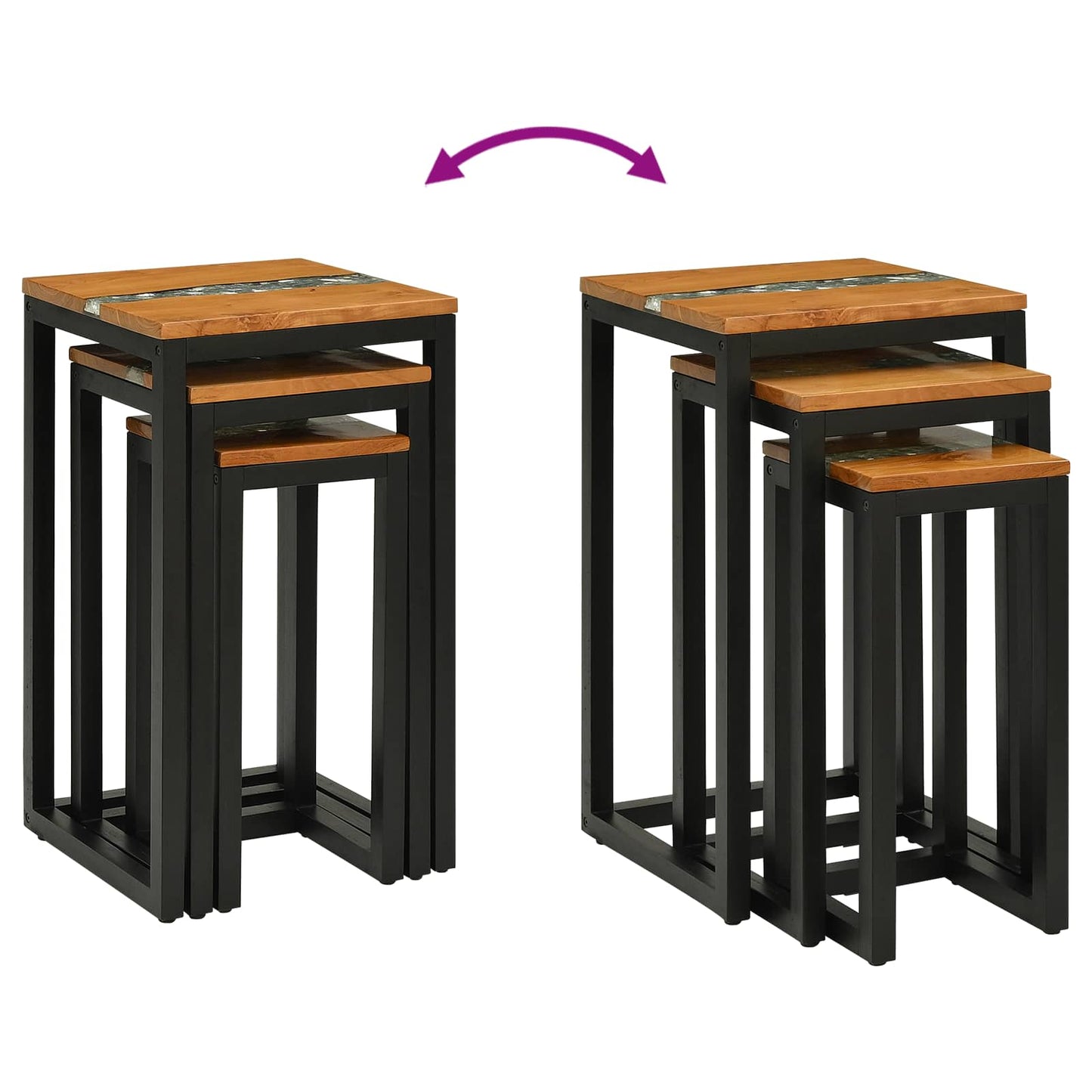 Nesting Bord 3 stk. Brun Massivt Teaktre