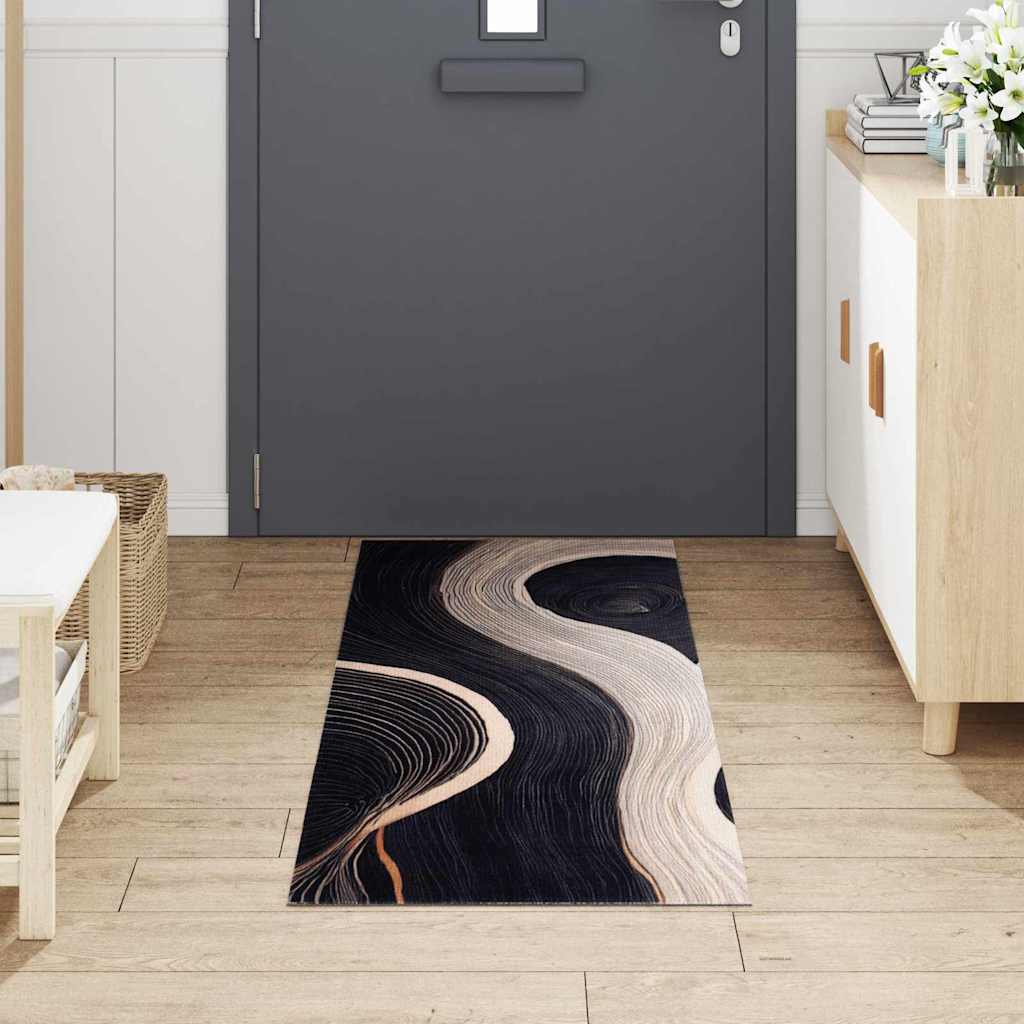 Kjøkken teppe Svart 180 x 60 cm Fløyel