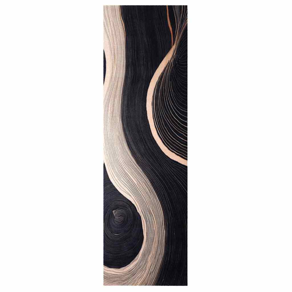 Kjøkken teppe Svart 150 x 45 cm Fløyel