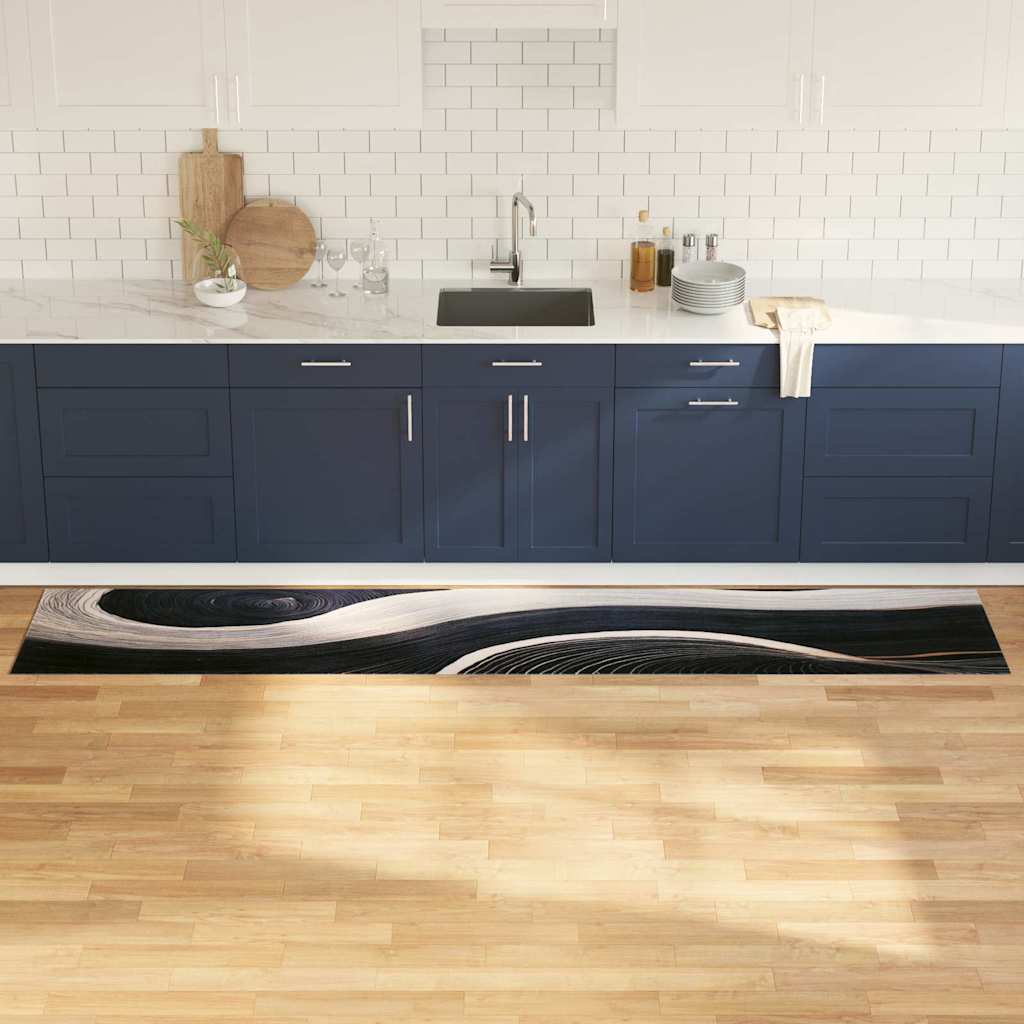 Kjøkken teppe Svart 300 x 60 cm Fløyel