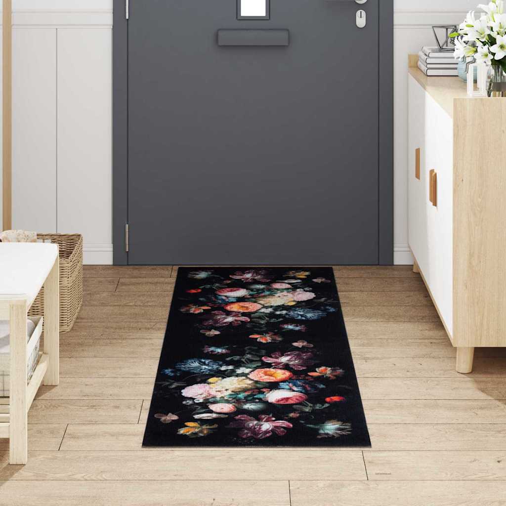 Kjøkken teppe Svart 180 x 60 cm Fløyel