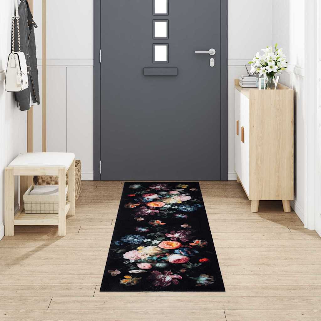 Kjøkken teppe Svart 300 x 60 cm Fløyel
