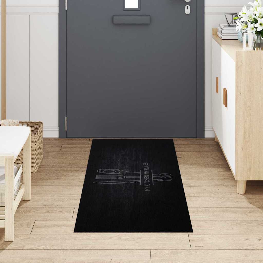 Kjøkken teppe Bestikk Svart 180 x 60 cm Fløyel