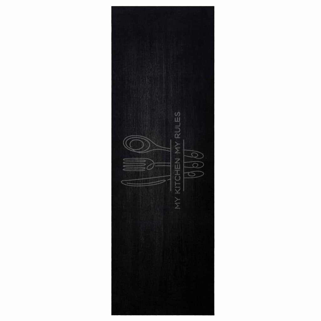 Kjøkken teppe Bestikk Svart 180 x 60 cm Fløyel