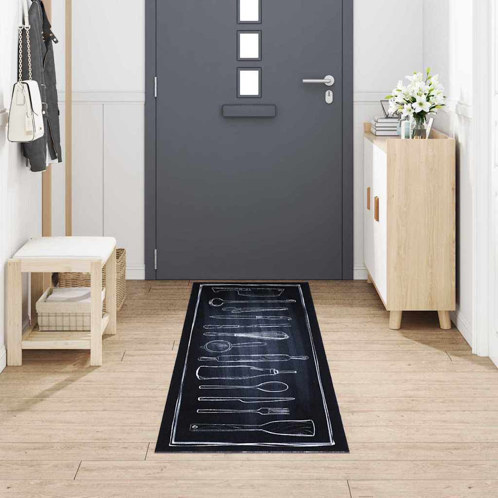 Kjøkken teppe Svart 300 x 60 cm Fløyel
