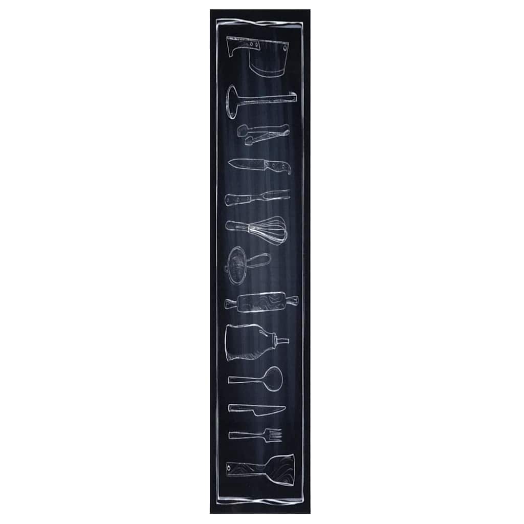 Kjøkken teppe Svart 300 x 60 cm Fløyel