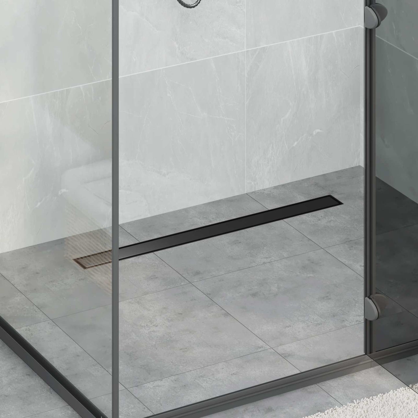 Dusjdren 2-i-1 med 360° Siphon Svart 80 cm Rustfritt Stål 304