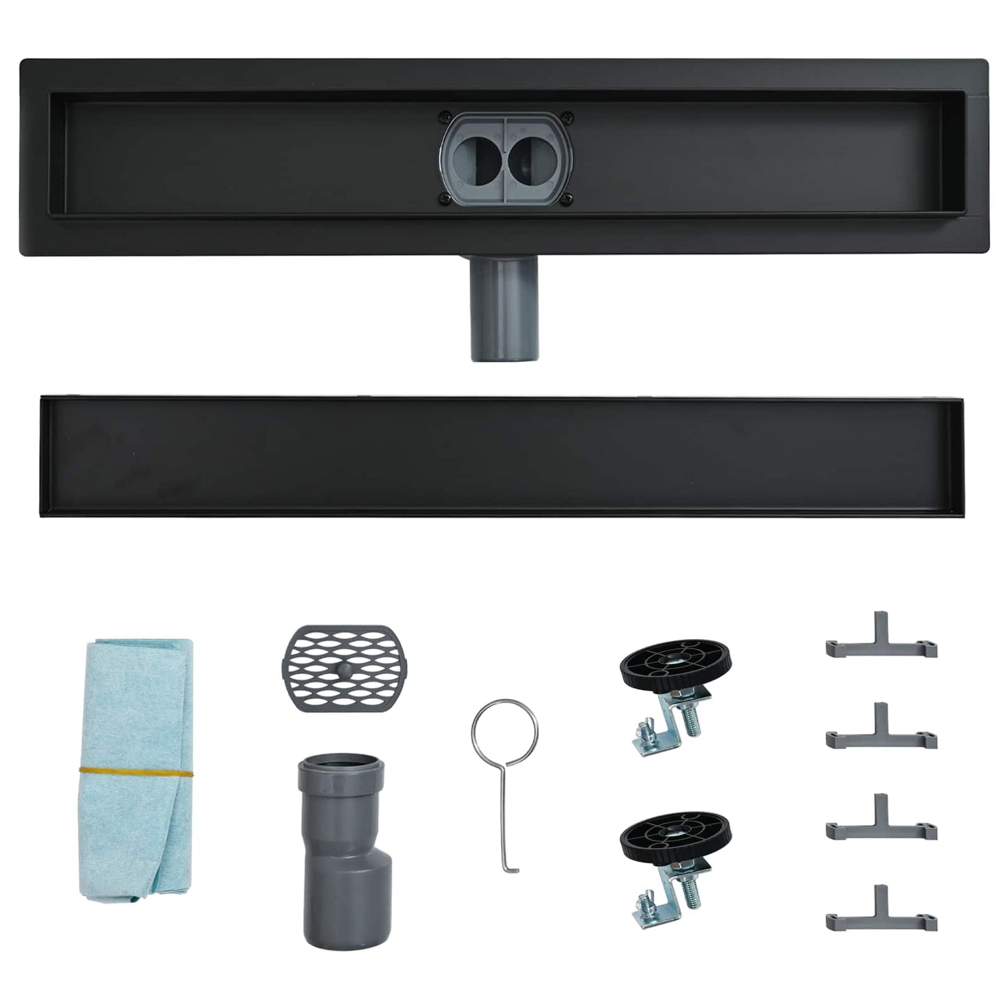 Dusjdren 2-i-1 med 360° Siphon Svart 90 cm Rustfritt Stål 304