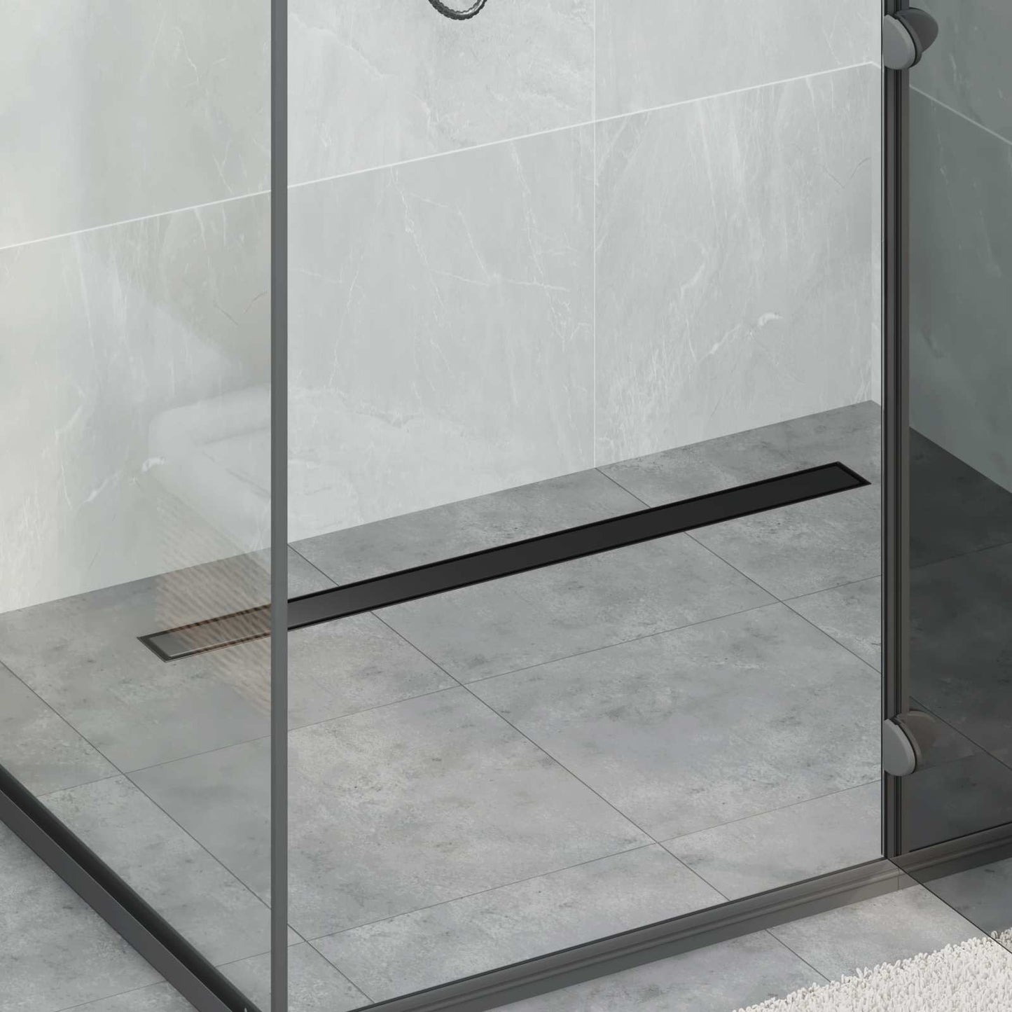 Dusjdren 2-i-1 med 360° Siphon Svart 90 cm Rustfritt Stål 304