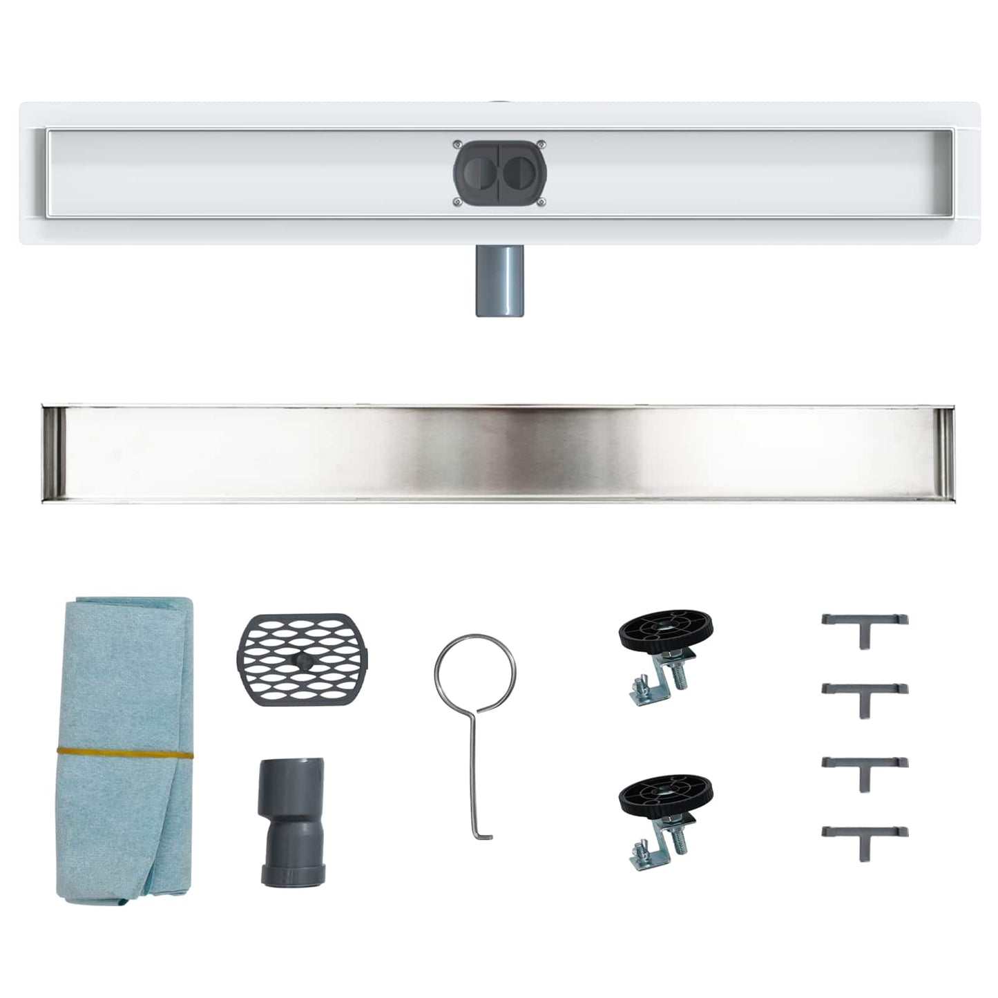 Dusjdren 2-i-1 med 360° Siphon sølv 70 cm Rustfritt Stål 304