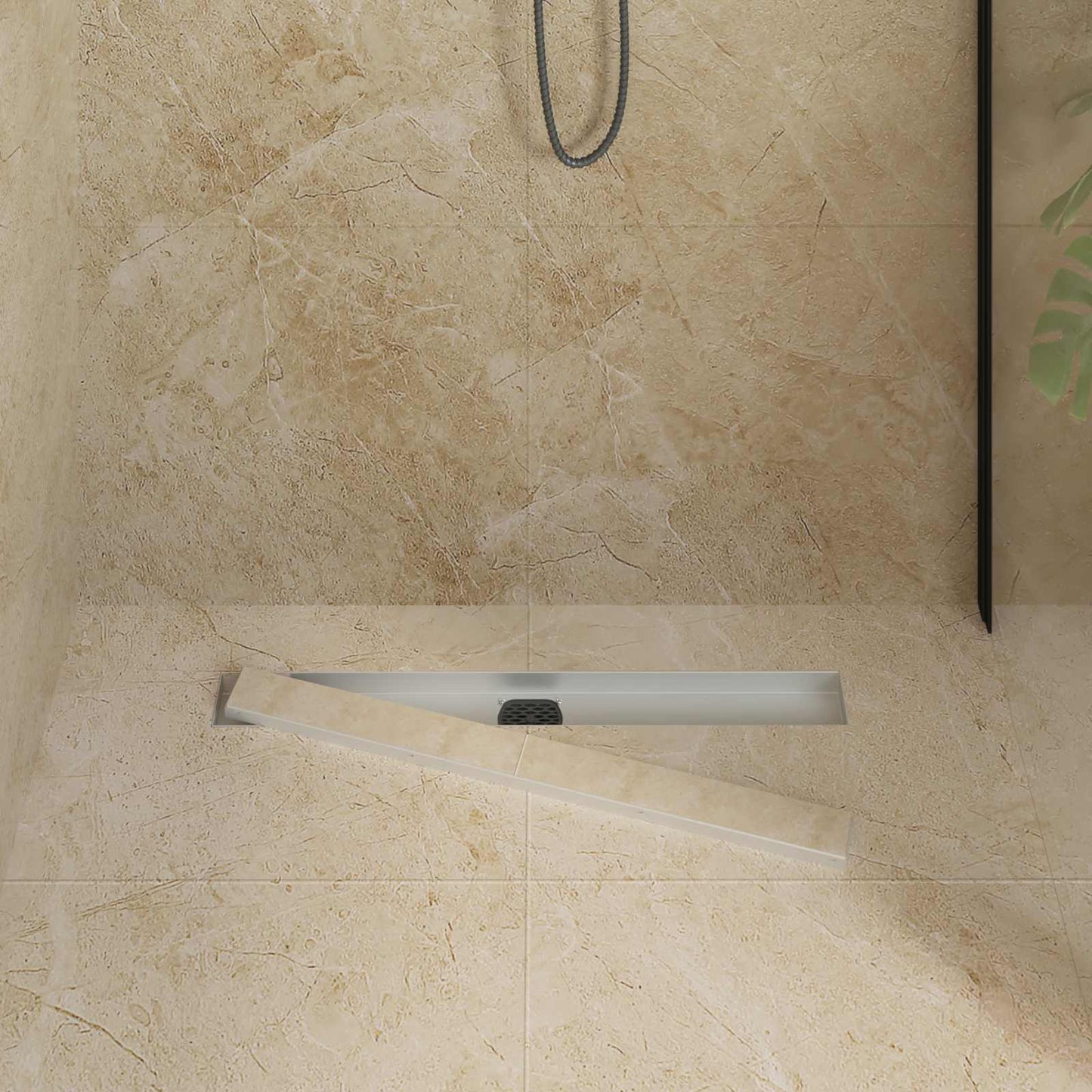 Dusjdren 2-i-1 med 360° Siphon sølv 70 cm Rustfritt Stål 304