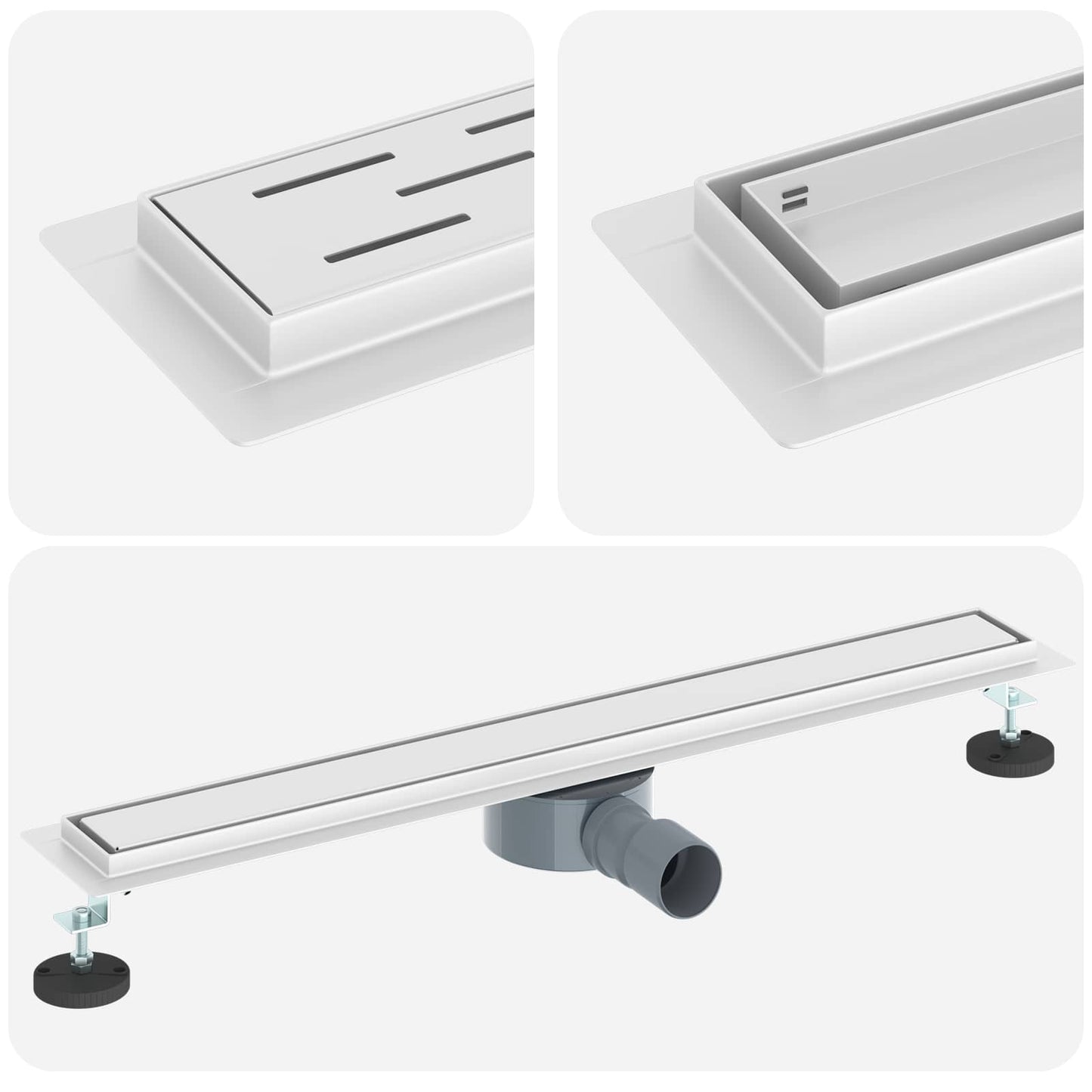 Dusjdren 2-i-1 med 360° Siphon sølv 70 cm Rustfritt Stål 304