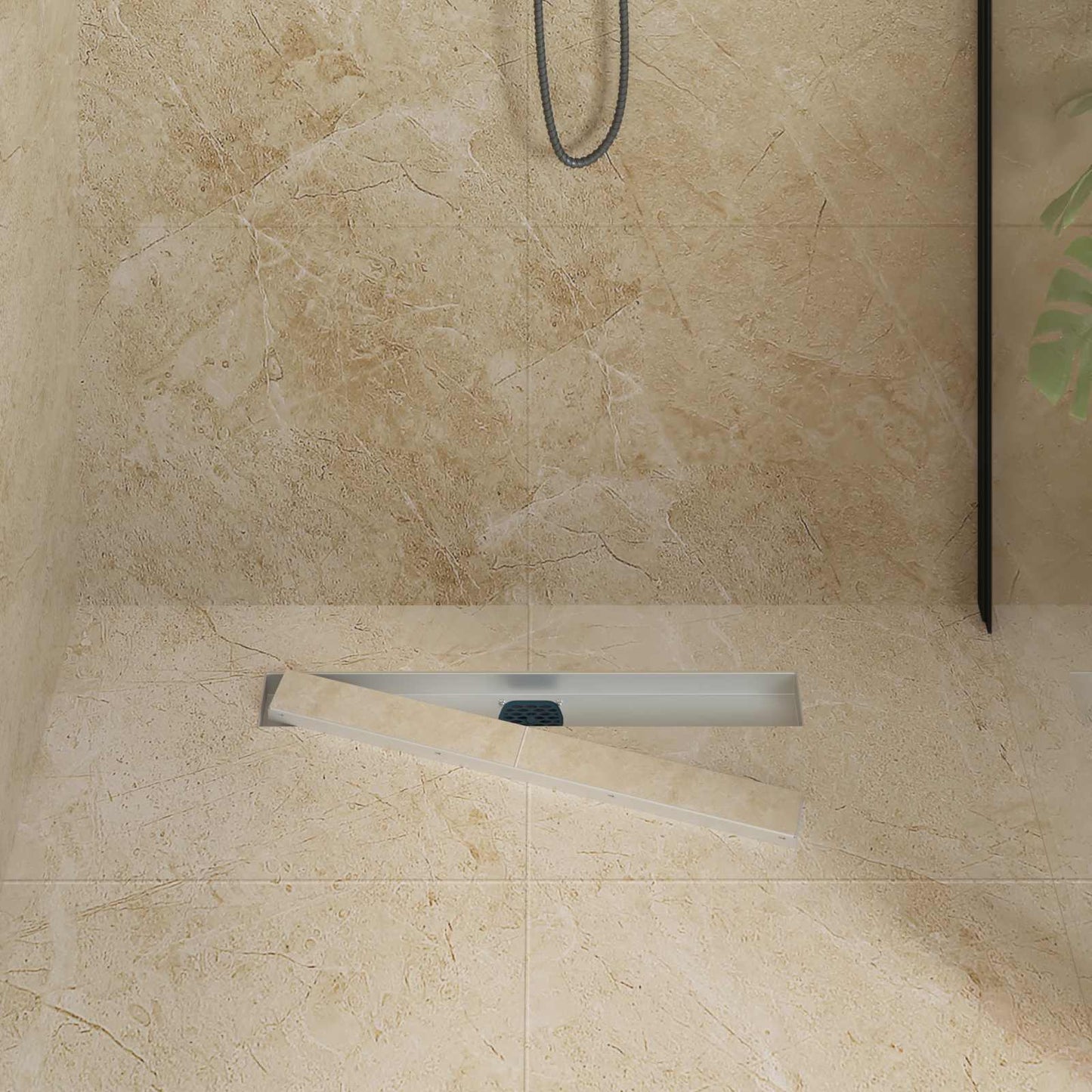 Dusjdren 2-i-1 med 360° Siphon sølv 60 cm Rustfritt Stål 304