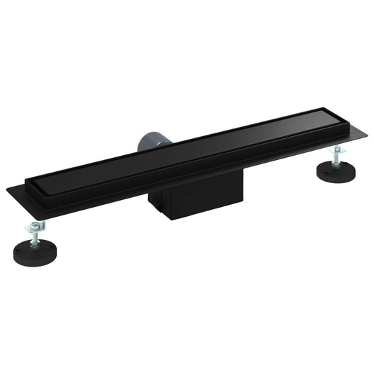 2 i 1 Dusjavløp Svart 60 cm Rustfritt Stål 304