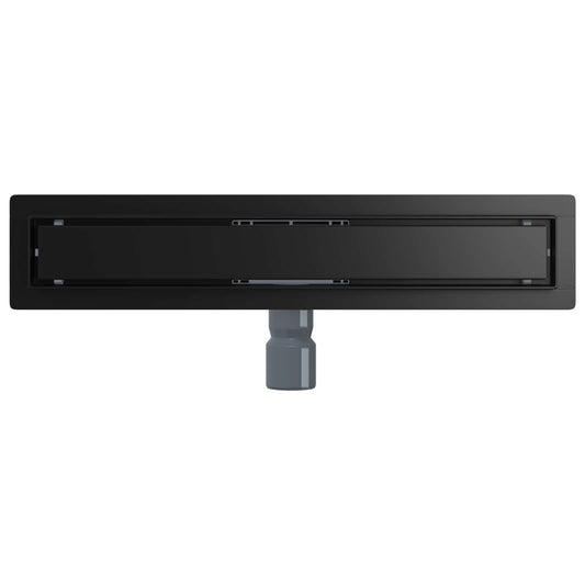 2 i 1 Dusjavløp Svart 60 cm Rustfritt Stål 304