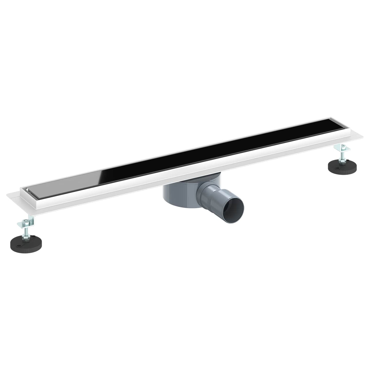 Dusjavløp Glasslokk med 360° Siphon Svart 70 cm