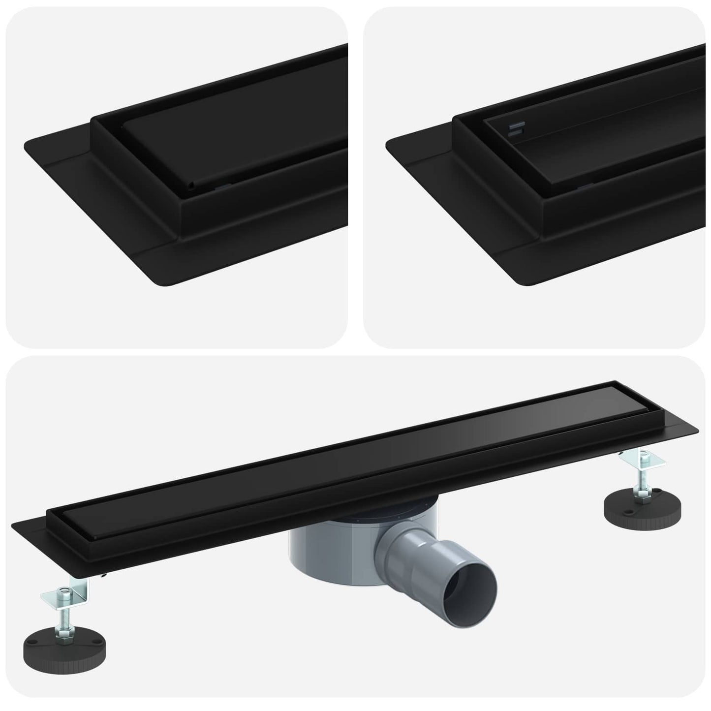 Dusjdren 2-i-1 med 360° Siphon Svart 50 cm Rustfritt Stål 304