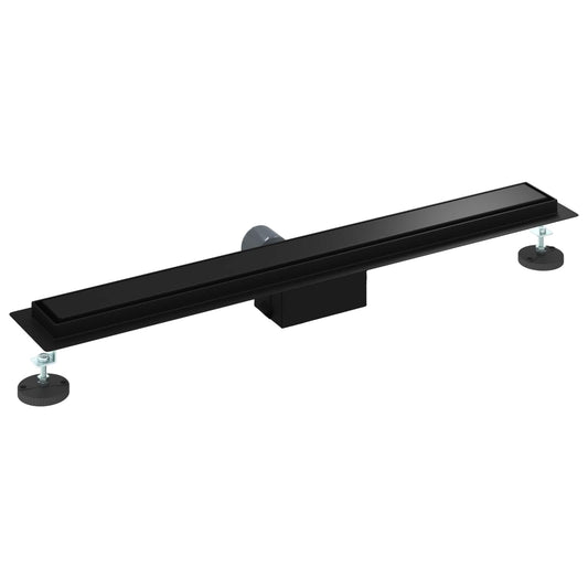 2 i 1 Dusjavløp Svart 70 cm Rustfritt Stål 304