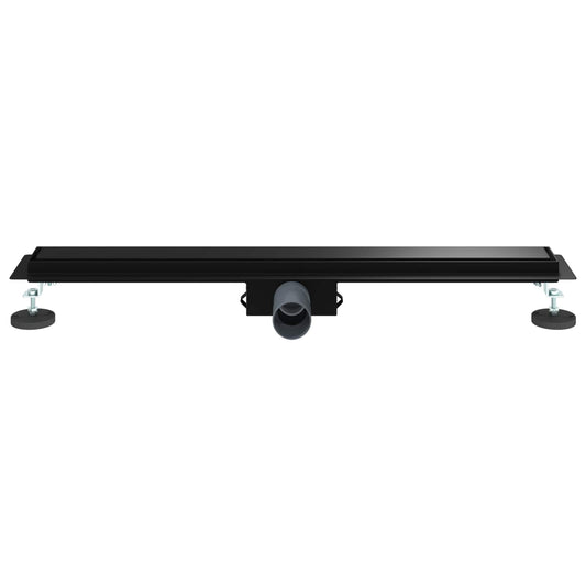2 i 1 Dusjavløp Svart 70 cm Rustfritt Stål 304