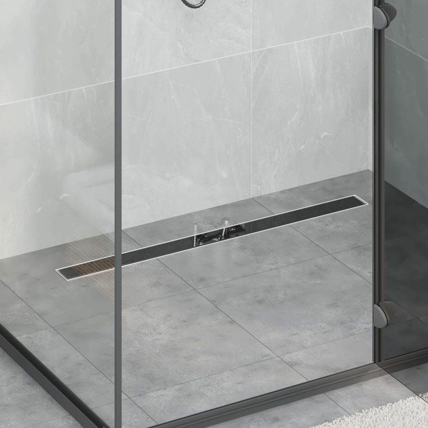 Dusjavløp med Glassdeksel Svart 90 cm Rustfritt Stål 304