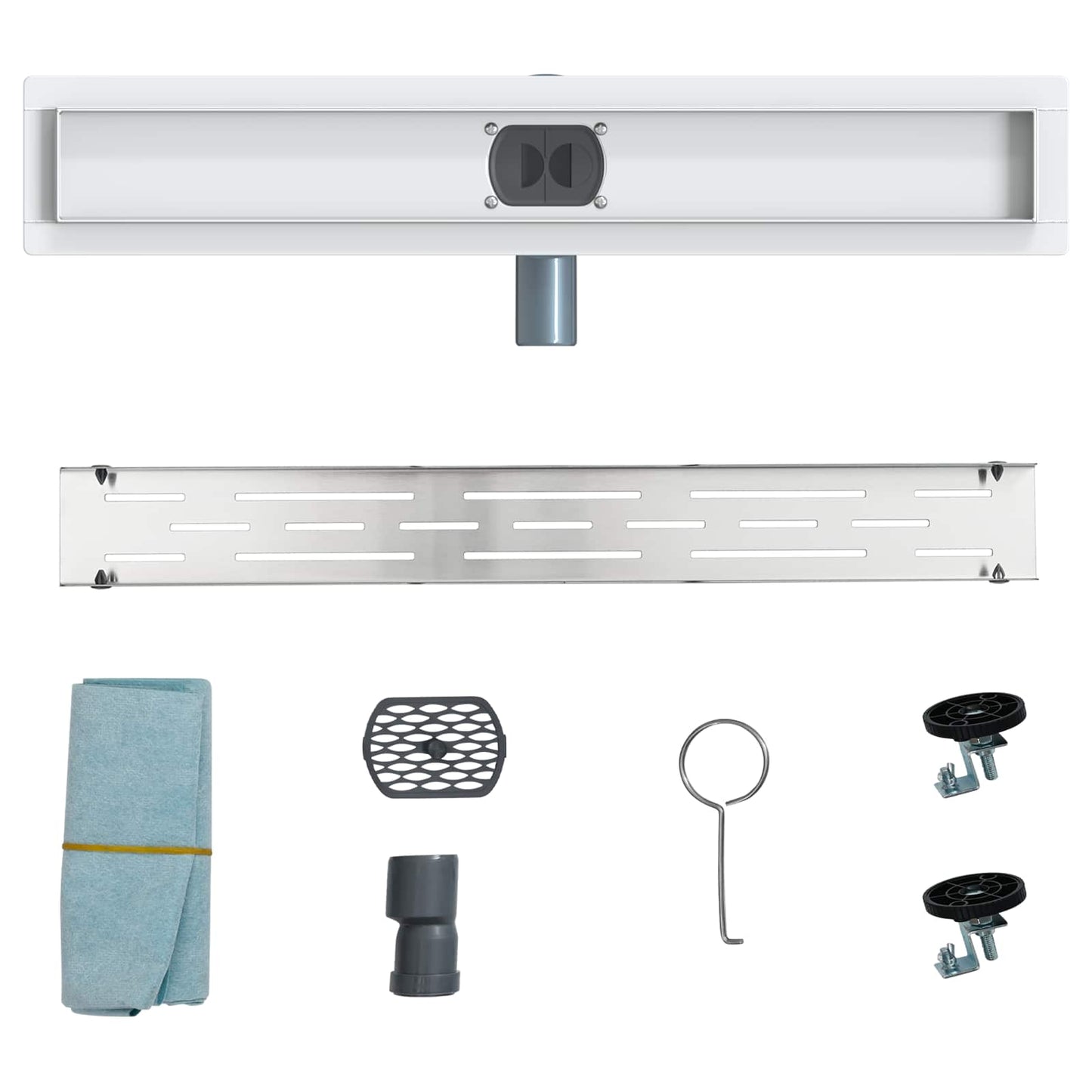 Dusjavløp Glasslokk med 360° Siphon sølv 60 cm