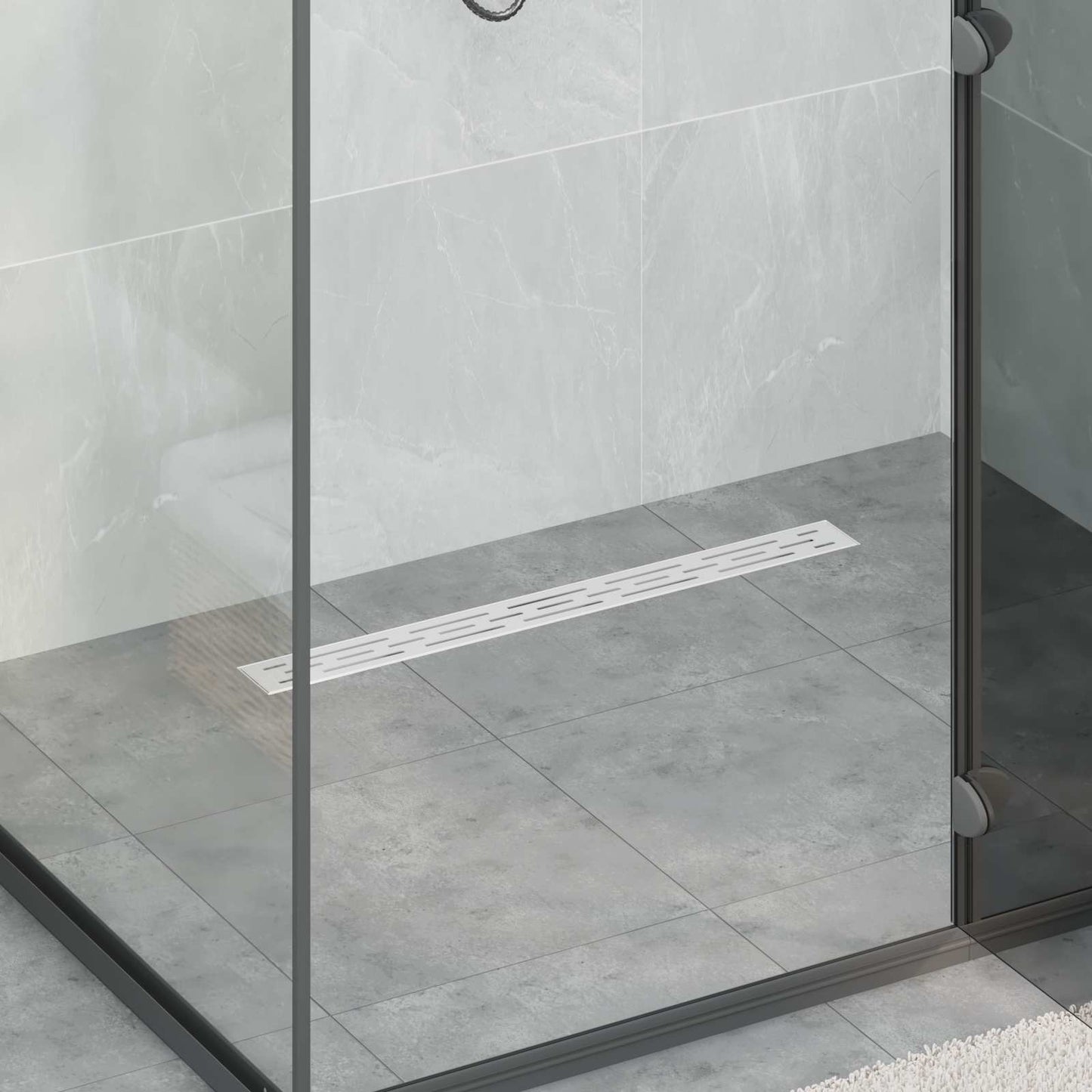 Dusjavløp Glasslokk med 360° Siphon sølv 70 cm
