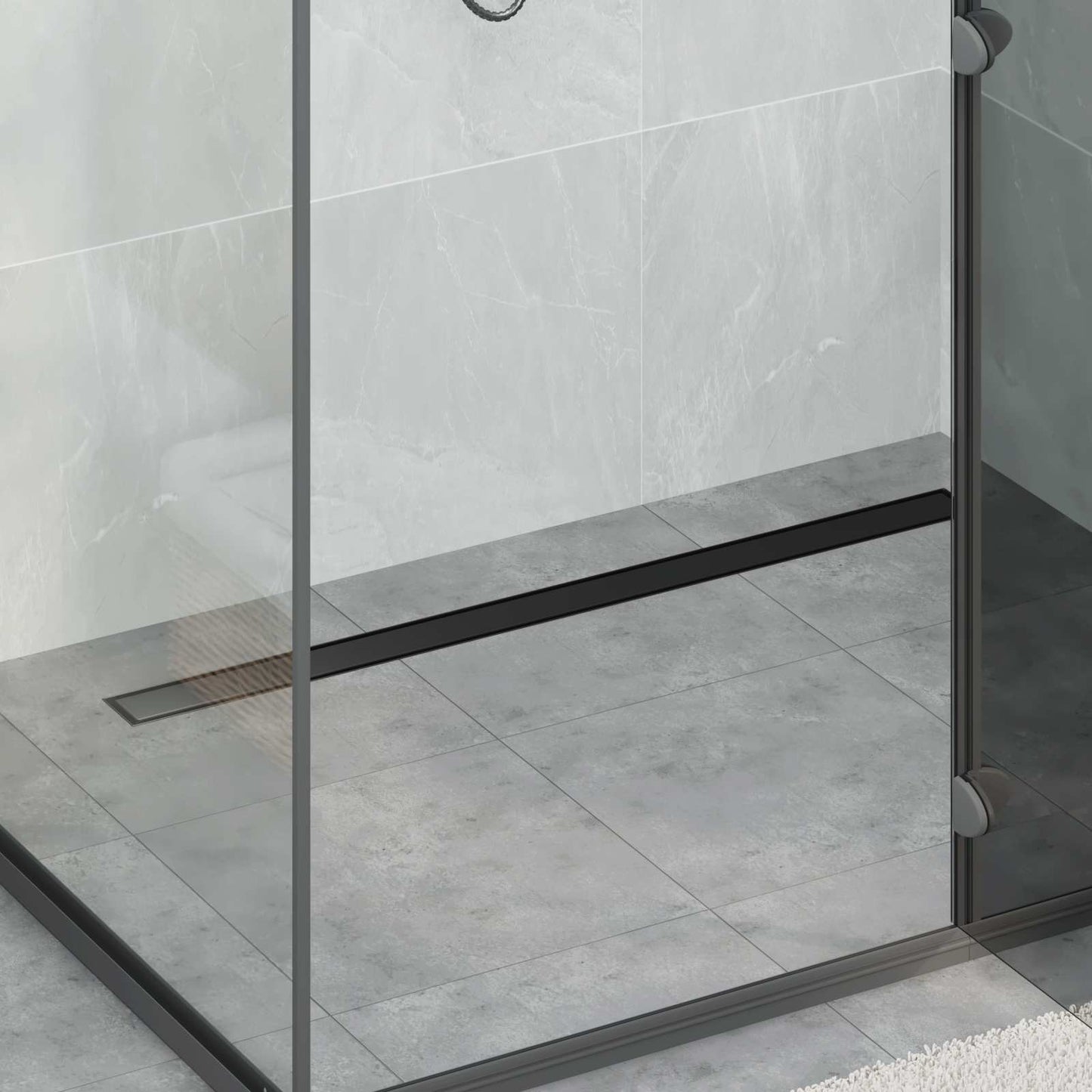 Dusjdren 2-i-1 med 360° Siphon Svart 100 cm Rustfritt Stål 304