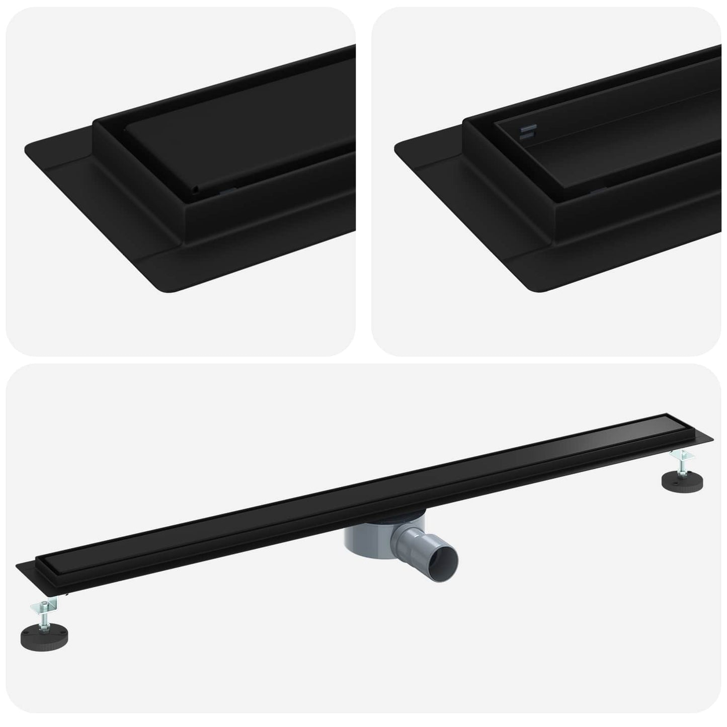 Dusjdren 2-i-1 med 360° Siphon Svart 100 cm Rustfritt Stål 304