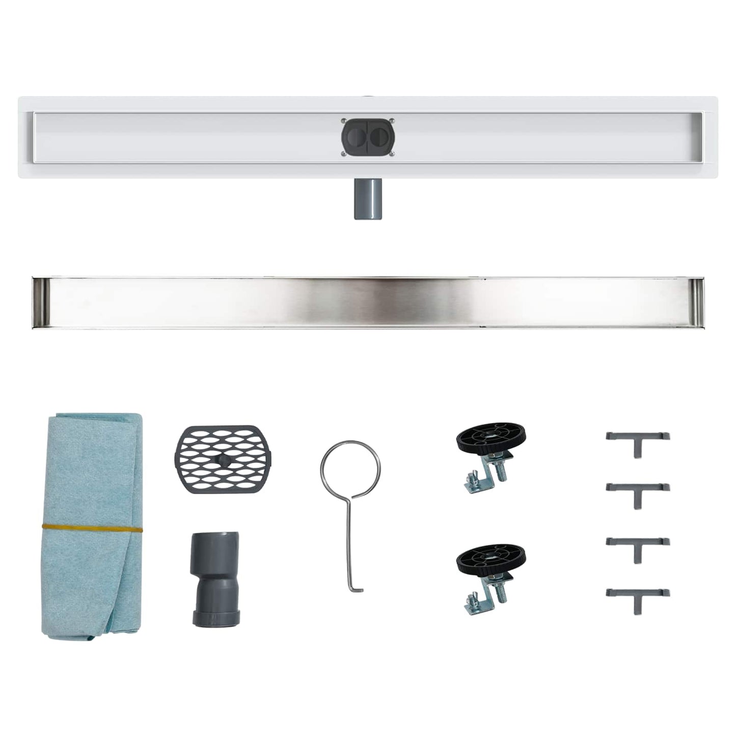 Dusjdren 2-i-1 med 360° Siphon sølv 90 cm Rustfritt Stål 304