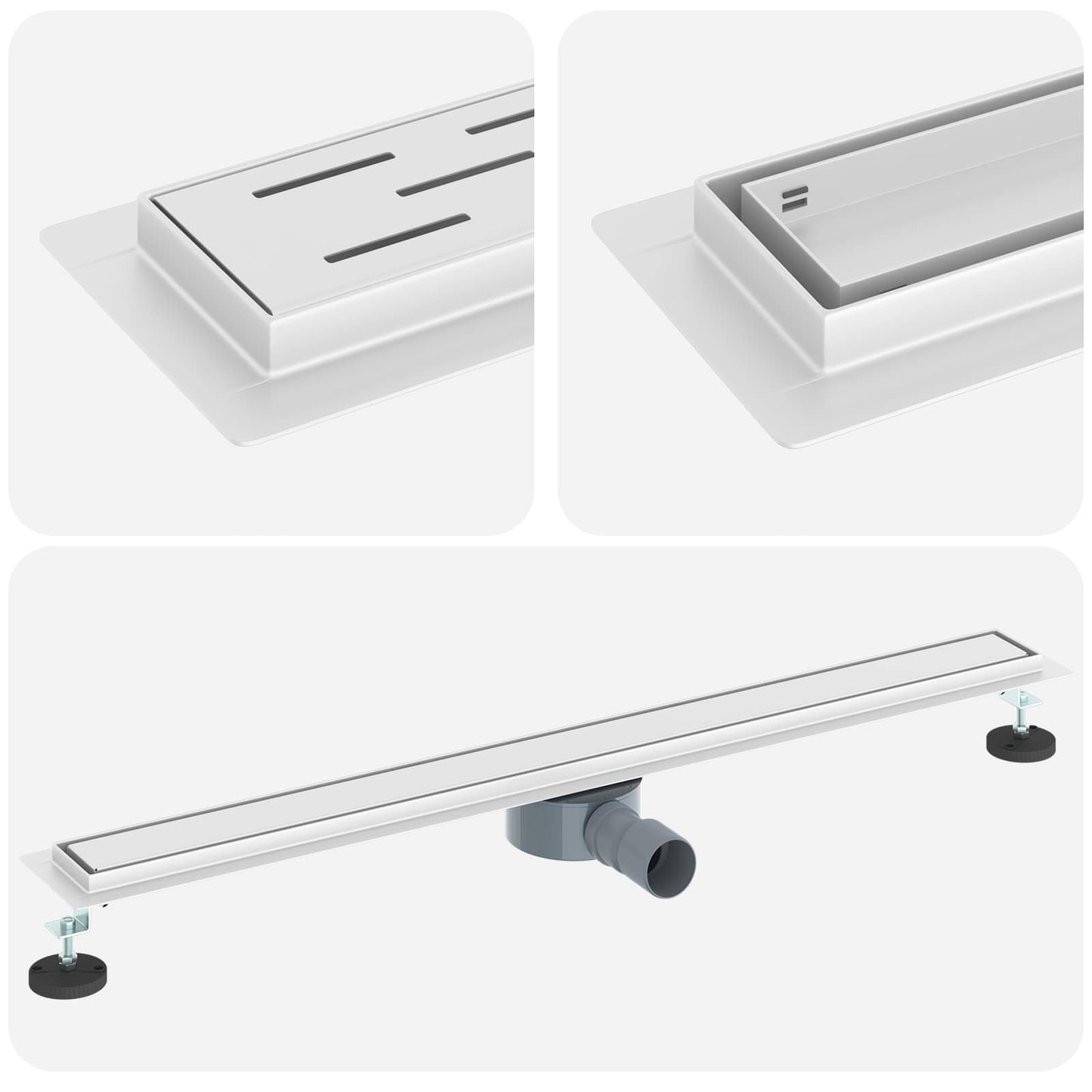 Dusjdren 2-i-1 med 360° Siphon sølv 90 cm Rustfritt Stål 304