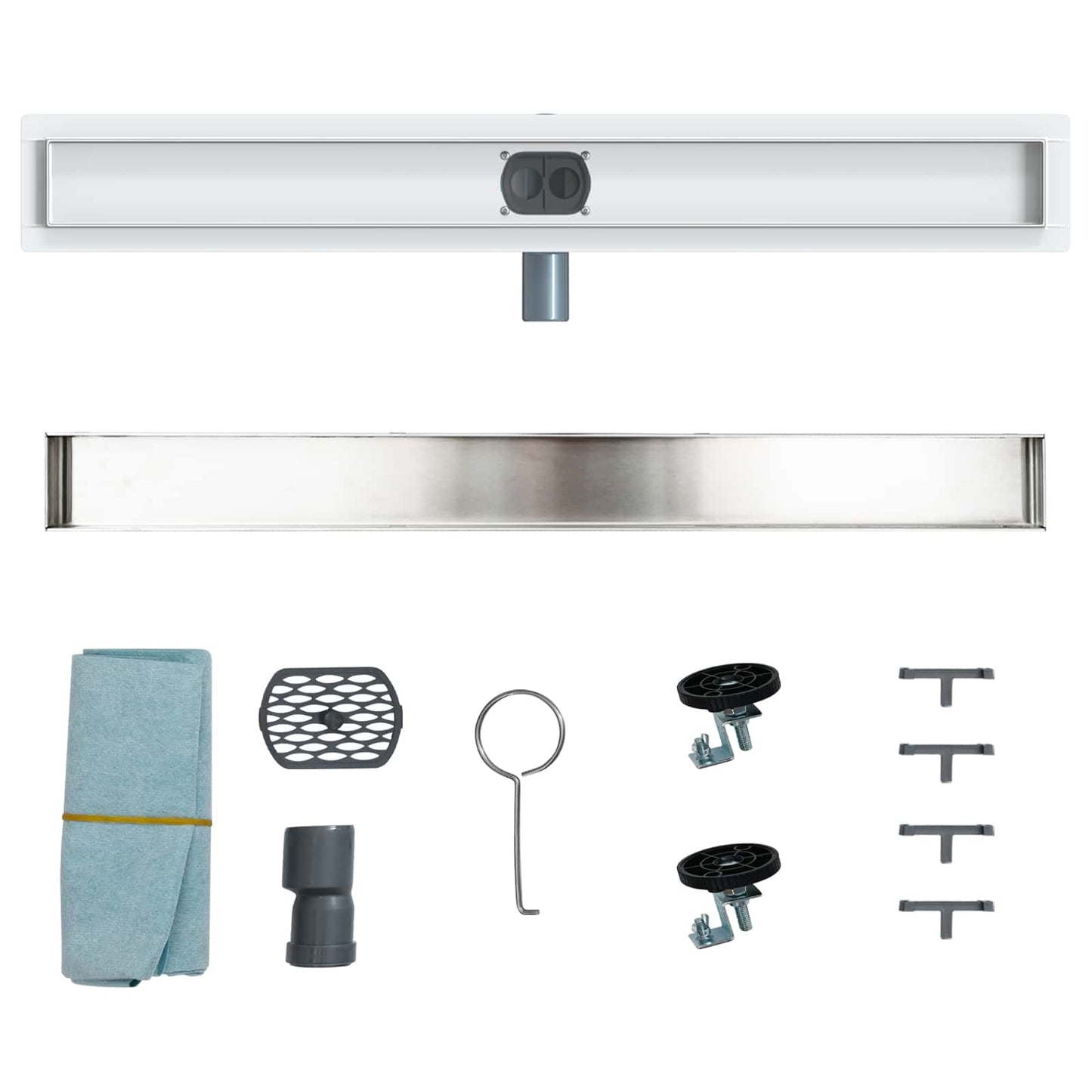 Dusjdren 2-i-1 med 360° Siphon sølv 80 cm Rustfritt Stål 304